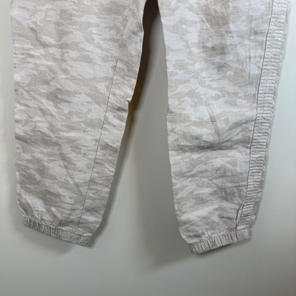 Athleta Cabo Tide Linen Jogger Pants Women's 12 Camo Zipper Pockets Drawstring - Picture 2 of 6